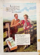 Original 1934 Vintage Chesterfield Ad: Man Politely Offering Chesterfield picture