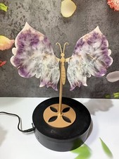 1pc  Natural amethyst agate butterfly wings Crystal wings carving Home decor picture