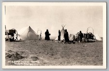 Native American Sioux Camp on Prairie Plains RPPC Real Photo Frank Fiske RARE picture