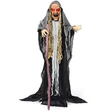 62” Halloween Animatronic Hunchback Witch - Motion Activated Scary Decor for Yar picture