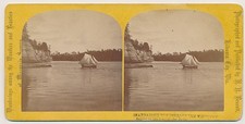 WISCONSIN DELLS SV - Sailboat at Head of Dells - HH Bennett 1880s picture