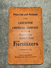 Antique 1898 Lancaster Chemical Company Fertilizer Book Calendar Ledger (PA) picture