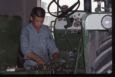 sl44 Slide 1970's  Farmer Mechanic Working Oliver Tractor Farm 135a picture