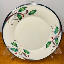 Lenox Holiday Nouveau Platinum Accent Luncheon Plate(s) Cream Lunch Holly 9 3/8