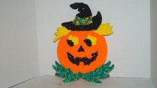 Vintage Large 17” Melted Plastic Popcorn Wall Halloween Pumpkin by Kage Co USA picture