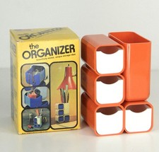 Norbert Specialty VTG 70s 1975 Orange Plastic Desk Organizer Pen Holder NEW Mod picture