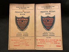 2 Vintage 1951 1955 National Life Insurance Company Receipt Books Sherman Texas picture