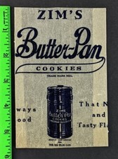 Vintage 1930's Zim's Butter Pan Cookies Graphic EMPTY Trimmed Wrapper picture