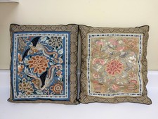 Pair of Chinese Asian Silk Phoenix, Butterfly, Flower Embroidery 15