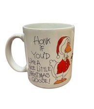 Vintage Honk Christmas Goose Coffee Cup  George Good Message Mug Japan picture
