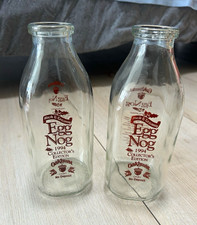 Lot of 2 Vintage Oakhurst Dairy 1994 Collector's Edition Egg Nog Glass Bottles picture