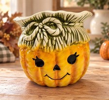 Vintage RELPO 6604 Jack O Lantern Pumpkin Scarecrow Planter Halloween Whimsy picture