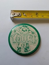 Vintage Pin Pinback Button Youpi  French YAY Happy Bear Mascot Cute Happy Fun picture