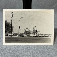 Vintage 1967 McDonalds Original Minox Photo Print B&W Golden Arches Americana 67 picture