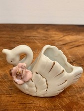 Vintage White Swan Ceramic Toothpick Holder Made in Japan picture