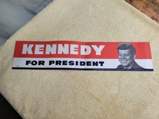 Vintage Kennedy For President 1960 J.F.K Political Campaign Bumber Sticker 18x4  picture