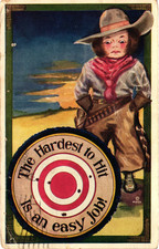 Antique 1913 Western Cowboy Target Comic Postcard The Hardest to Hit picture