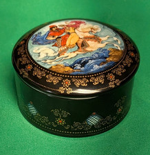 VINTAGE 1990 USSR BLACK PORCELAIN WORKING MUSIC BOX 
