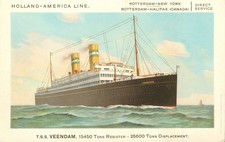 Ship Postcard c1914 T.S.S.Veendam Holland-America Rotterdam-NY & Halifax  N picture