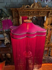 Silk Lampshade  Burlesque, Victorian, Fringe Gold Metallic  Trim picture