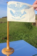 SS UNITED STATES LINES ERA RARE TRAVEL AGENTS DESK FLAG C-1950'S/60'S picture