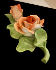 PEACH VINTAGE ROSES FROM HEREND, HAND PAINTED, 6