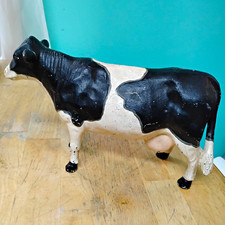 Cast Iron Black & White Cow Figurine Collectible Vintage picture