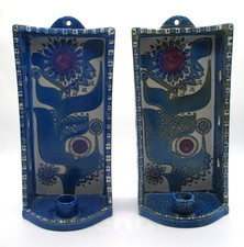 PAIR ROYAL COPENHAGEN FAJANCE BERTE JESSEN WALL MOUNT CANDLE HOLDERS picture