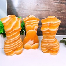 1pc Natural yellow calcite goddess Crystal woman body carving Home decoration picture