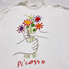 vintage 80s PICASSO ART T-Shirt  single stitch 90s flowers BOT_042  picture