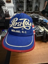 Vintage Old Pepsi Cola Snapback Hat Midland NC RARE 3 Stripe Trucker picture