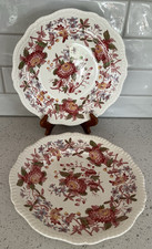 Vtg Set of 2 Copeland Spode Aster Red Dinner Plate 10.5 In Gadroon Edge England picture