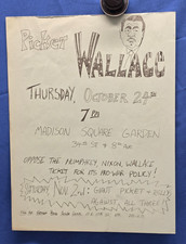 Rare 1968 Anti-War Protest Flyer George Wallace Madison Square Garden Vietnam picture
