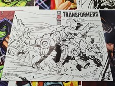 Dino Bots  Sketch Cover Original Sketch Markers Art Signed by Michael Fulcher picture