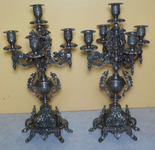 ITILIAN BAROQUE STYLE SILVERPLATED BRASS CANDELABRA HOLDER GRIFFIN LION EAGLE picture