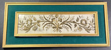 Vintage Ornate Gold FRAME - Green Mat & needle Artwork W/IN 21 1/2