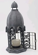 Gothic Moroccan Cathedral Glass Metal Tea Light Candle Holder Lantern picture