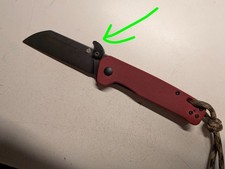 Pocket catch, wave, shark fin, pocket deployment, for the QSP Penguin knife picture