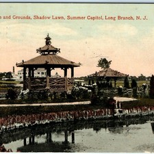 c1910s Long Branch, NJ Italian Lake Shadow Lawn Postcard Gazebo Summer Capitol picture