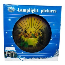 Vintage Last Supper Jesus Psychedelic Spinning Light Up Framed Rare New Sealed picture