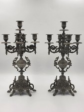 VINTAGE 5 ARM ITILIAN BAROQUE ROCOCO BRASS CANDELABRA HOLDER GRIFFIN LION EAGLE picture