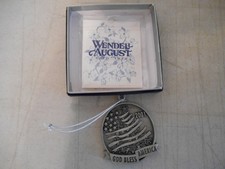 2001 Wendell August Forge 'God Bless America Christmas Ornament NEW/Box/Papers  picture