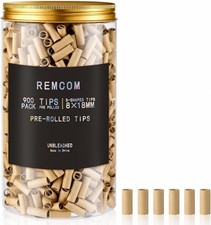 900 Pack Rolling tips Ø8mm - Natural Unbleached Pre-Rolled Filter Tips-1 Can o picture