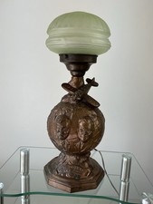 1930s Will Rogers & Wiley Post Alaska Aviation Crash Metal Lamp & ORIGINAL SHADE picture