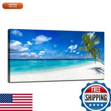 XXMWallArt FC2475 Seascape Canvas Art - Tropical Paradise Beach with Coco Palms picture