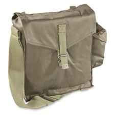 Polish Gas Mask Carrying Bag Canvas MC-1 M1 Sack Shoulder Pouch OD 10.5x3.5x9 picture