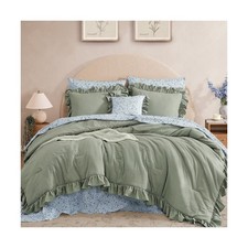 BLOOMHAVEN Queen Comforter Set-7 Pieces Ruffle Bedding with Floral Sheet picture