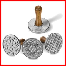 Metal Cookie Stamps Set with Wooden Handles, 3-inch Christmas Pattern Baking ... picture
