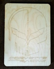 Corvette Racing - Jake Skull - Laser Burned Wood Plaque Art Decor. 1 of a kind. picture