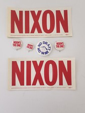 Vintage Lot Of  Authentic 1968 Nixon's The One Campaign Bumper Stickers and Pins picture